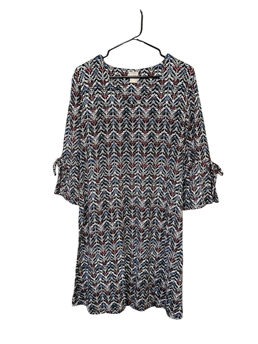 Chicos Shift Dress Womens 2 US 12 14 Bell Sleeve Geometric Print Career Casual